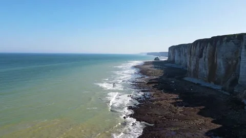 Cliffs and Waters of Etretat Stock Footage 306575596