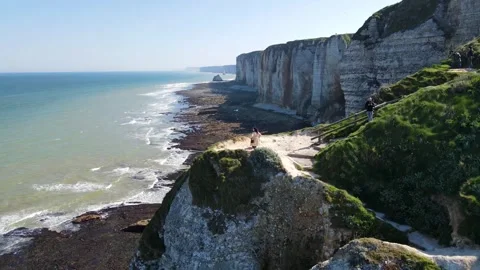 Cliffs and Waters of Etretat Stock Footage 306575601