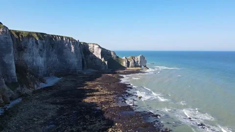 Cliffs and Waters of Etretat Stock Footage 306575717