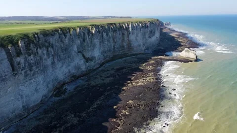 Cliffs and Waters of Etretat Stock Footage 306576124