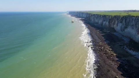 Cliffs and Waters of Etretat Stock Footage 306576125