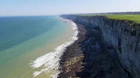 Cliffs and Waters of Etretat Stock Footage 306576126