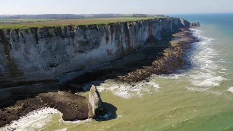 Cliffs and Waters of Etretat Stock Footage 306576236