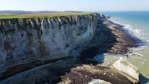Cliffs and Waters of Etretat Stock Footage 306576237