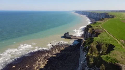 Cliffs and Waters of Etretat Stock Footage 306576368