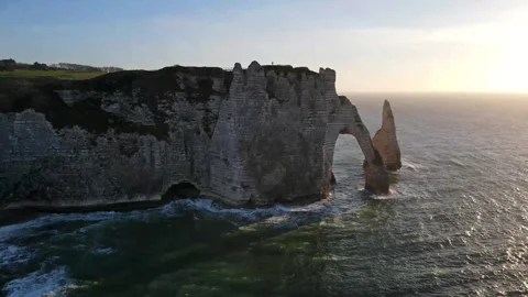 Cliffs and Waters of Etretat Stock Footage 306576419