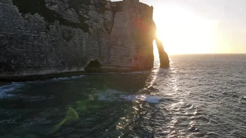 Cliffs and Waters of Etretat Stock Footage 306576458