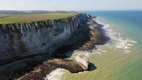 Cliffs and Waters of Etretat Stock Footage 306576517