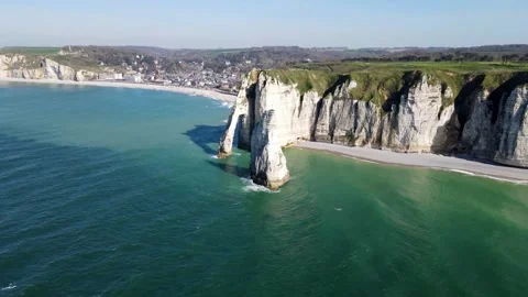 Cliffs and Waters of Etretat Stock Footage 306576597