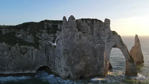 Cliffs and Waters of Etretat Stock Footage 306576598