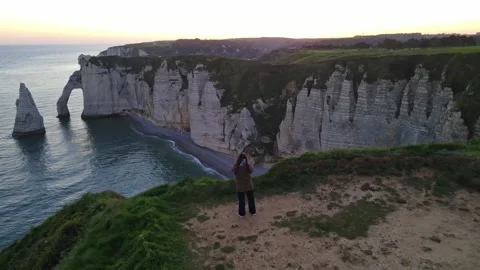 Cliffs and Waters of Etretat Stock Footage 306576679