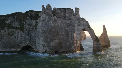 Cliffs and Waters of Etretat Stock Footage 306576753