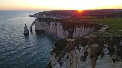 Cliffs and Waters of Etretat Stock Footage 306576934