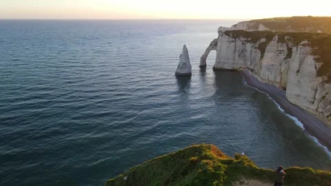 Cliffs and Waters of Etretat Stock Footage 306577028