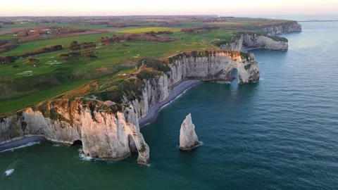 Cliffs and Waters of Etretat Stock Footage 306577067