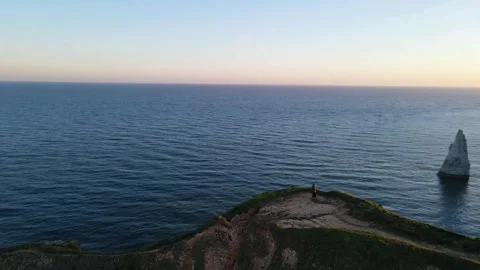 Cliffs and Waters of Etretat Stock Footage 306577069