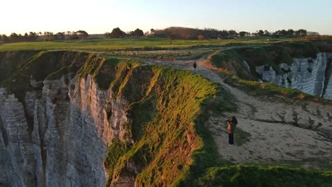 Cliffs and Waters of Etretat Stock Footage 306577103