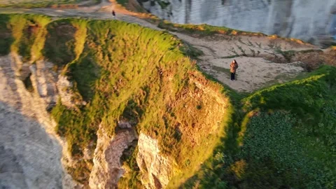 Cliffs and Waters of Etretat Stock Footage 306577174