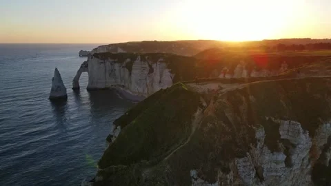 Cliffs and Waters of Etretat Stock Footage 306577175