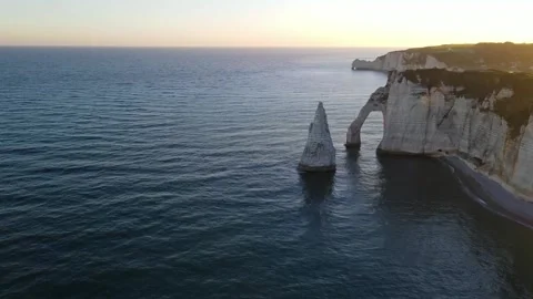 Cliffs and Waters of Etretat Stock Footage 306577186