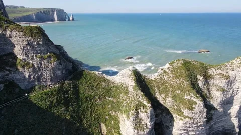 Cliffs and Waters of Etretat Stock Footage 306577476