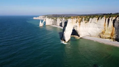 Cliffs and Waters of Etretat Stock Footage 306577664