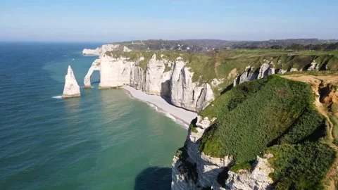 Cliffs and Waters of Etretat Stock Footage 306577667