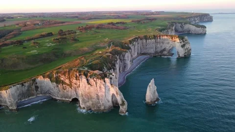 Cliffs and Waters of Etretat Stock Footage 306577719