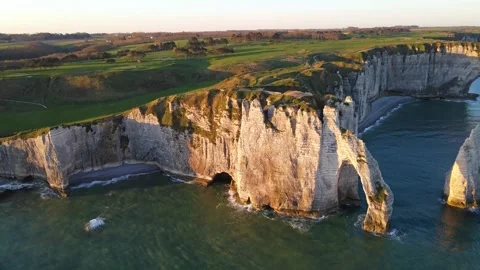 Cliffs and Waters of Etretat Stock Footage 306577961