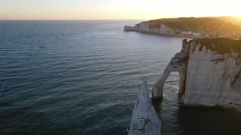 Cliffs and Waters of Etretat Stock Footage 306577969