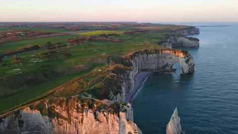 Cliffs and Waters of Etretat Stock Footage 306578082