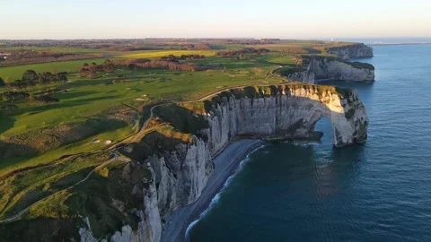 Cliffs and Waters of Etretat Stock Footage 306578185