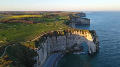Cliffs and Waters of Etretat Stock Footage 306578349