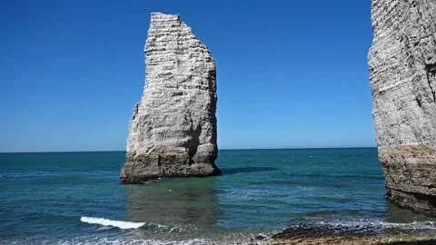 Cliffs and Waters of Etretat Stock Footage 306578700