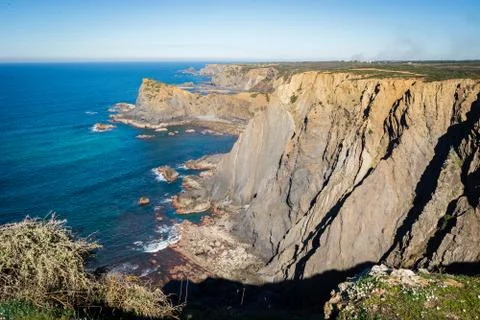 Cliffs of arrifana portugal Stock Photos
