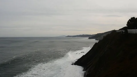 Cliffs in the Basque Country on a cloudy day Stock Footage 122762034