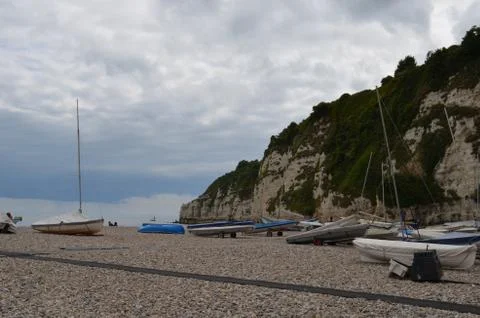 Cliffs at the beach in England Stock Photos