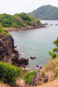 Cliffs beaches on cloudy day. Stock Photos