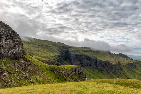Cliffs behind Old Man of Storr Stock Photos