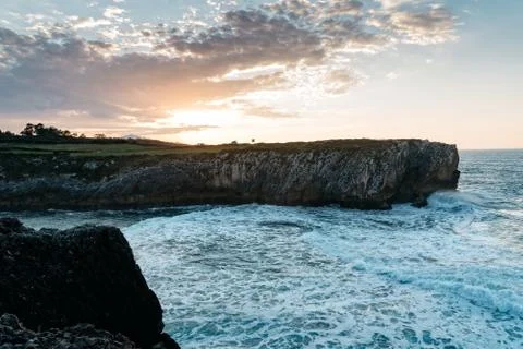 Cliffs at bufones of Pria in the Cantabrian Sea, Asturias Stock Photos
