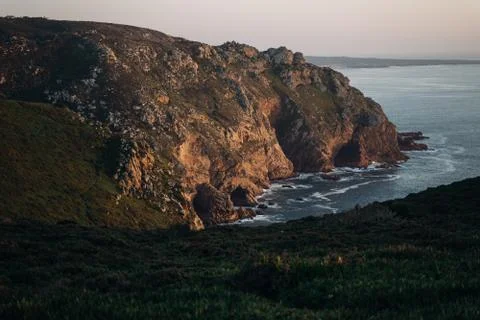 The cliffs of Cabo da Roca. The western point of Europe. Sintra, Portugal. Stock Photos