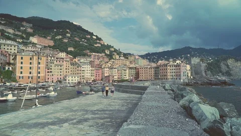 Cliffs in Camogli, Liguria Stock Footage 109067805