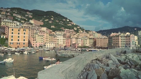 Cliffs in Camogli, Liguria Stock Footage 109067852