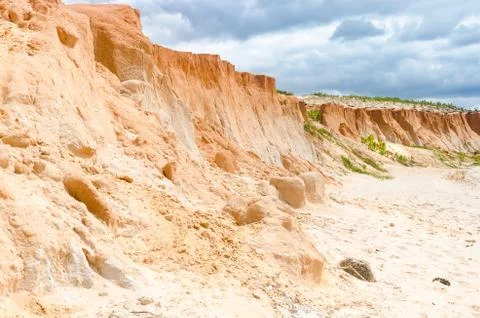 Cliffs at the Canoa quebrada beach at the Ceara Stock Photos