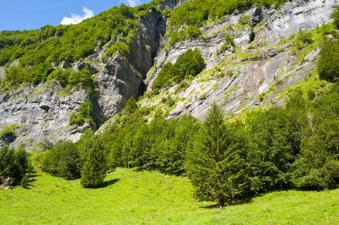 The cliffs in the Cirque du Fer-a-Cheval Stock Photos
