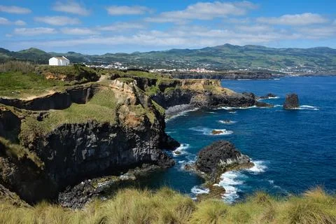 Cliffs close to Fenais da Luz, Azores Stock Photos