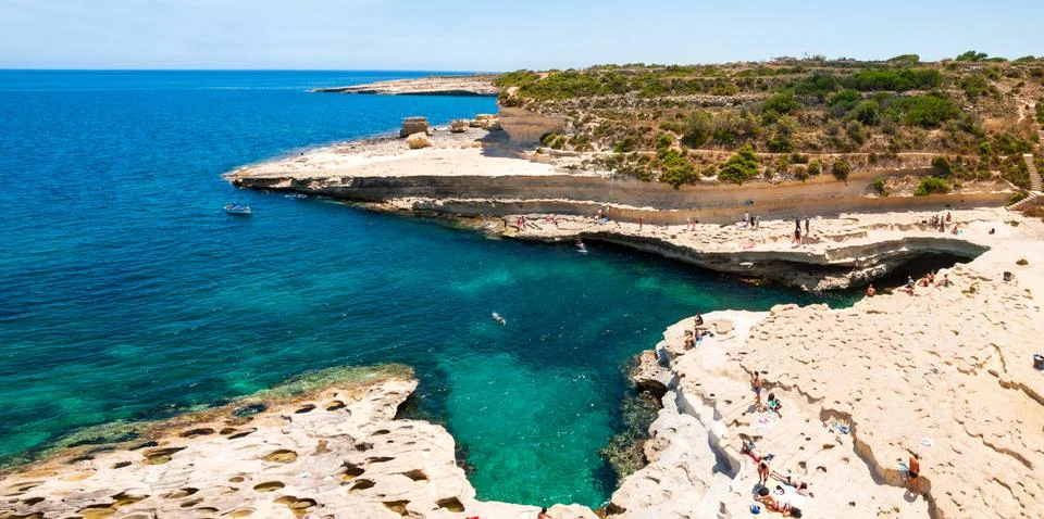Cliffs, coast of malta Stock Photos