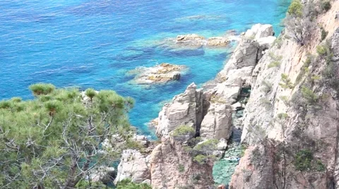 Cliffs of the Costa Brava in Girona, Spain Stock Footage 41333863
