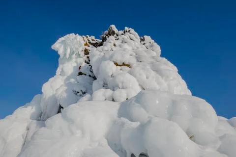 Cliffs covered with ice 스톡 사진