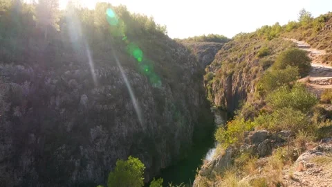 Cliffs created by the passage of the turia river Stock Footage 262962630
